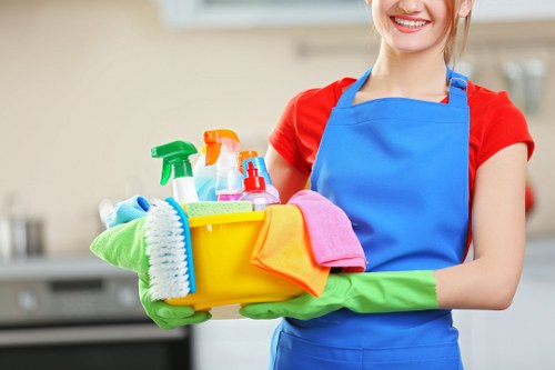 Professional carpet cleaning process in a modern living room