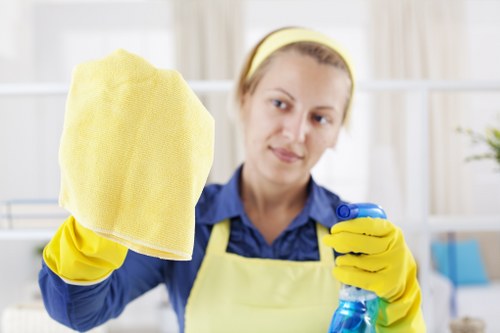 One off cleaning preparation in a residential hallway