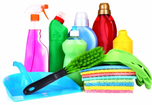 Deep house cleaning in a modern kitchen and bathroom