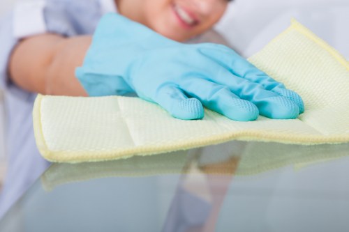 Professional move out cleaning in a kitchen with spotless counters