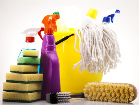 Eco-friendly office cleaning supplies and workspace maintenance